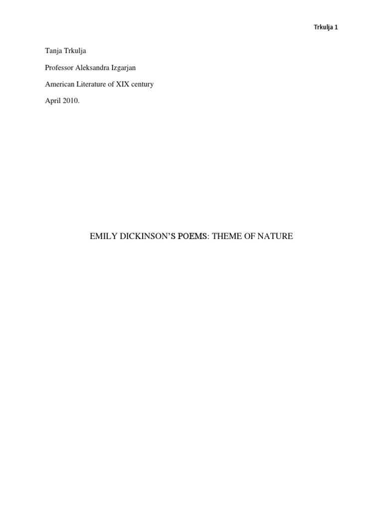 Emily Dickinsons Poems Theme of Nature2 PDF Emily Dickinson Rhyme