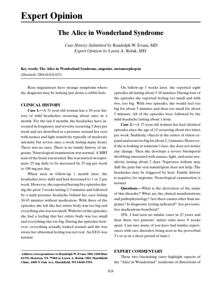 Alice In Wonderland Syndrome: A Lesion Mapping Study – BGHUDW