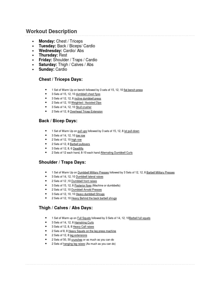 Weekly Chest and Back Workout Plan | PDF