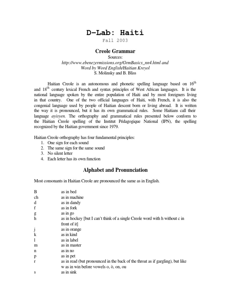 Creole Grammar | PDF | Adjective | Grammatical Number