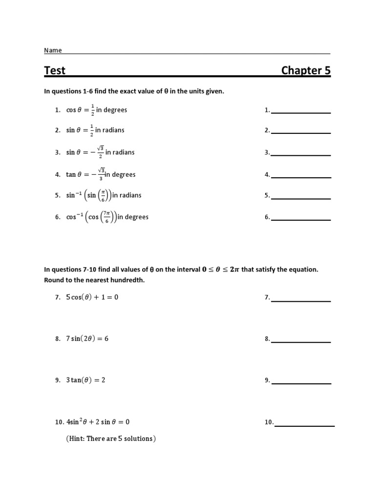Chapter 5 Test Form 2A | PDF