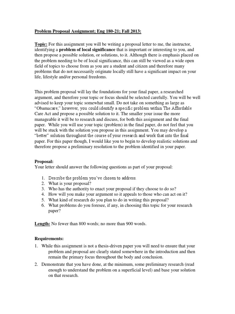 problem proposal assignment Citation Argument