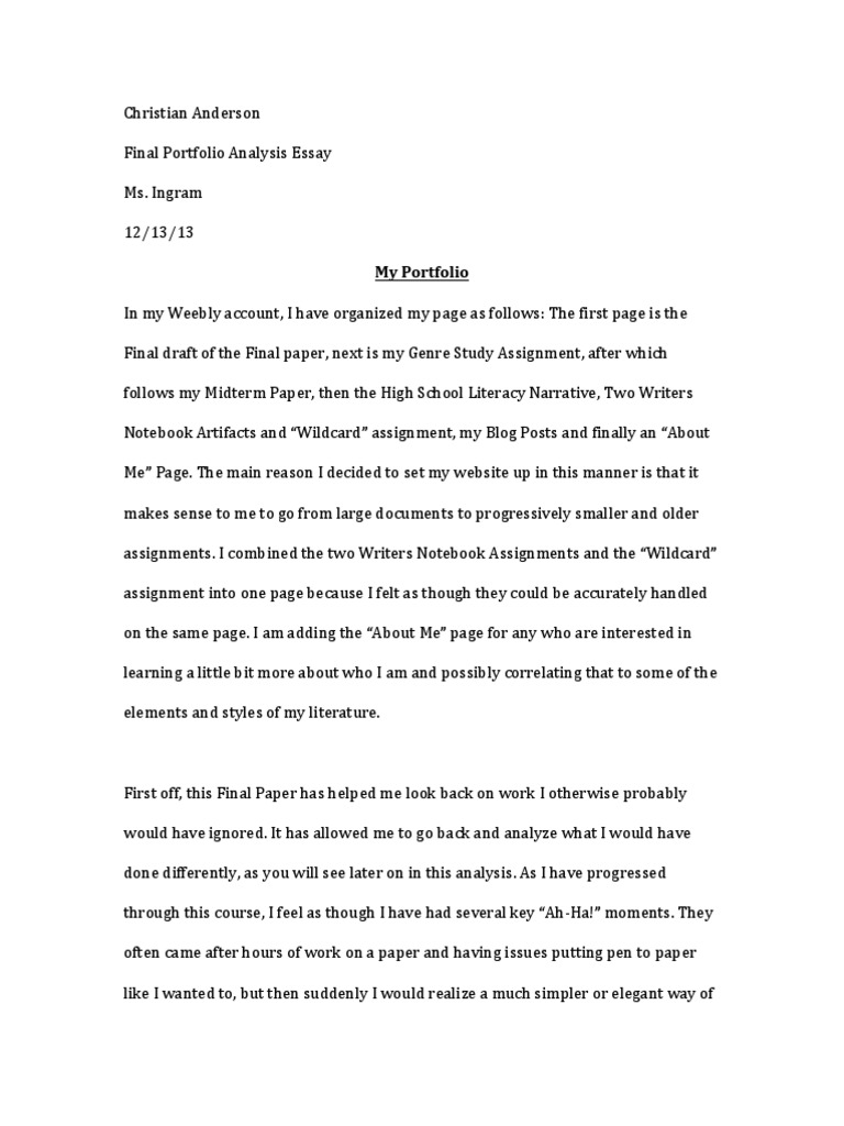 Portfolio analysis essay 08 picture
