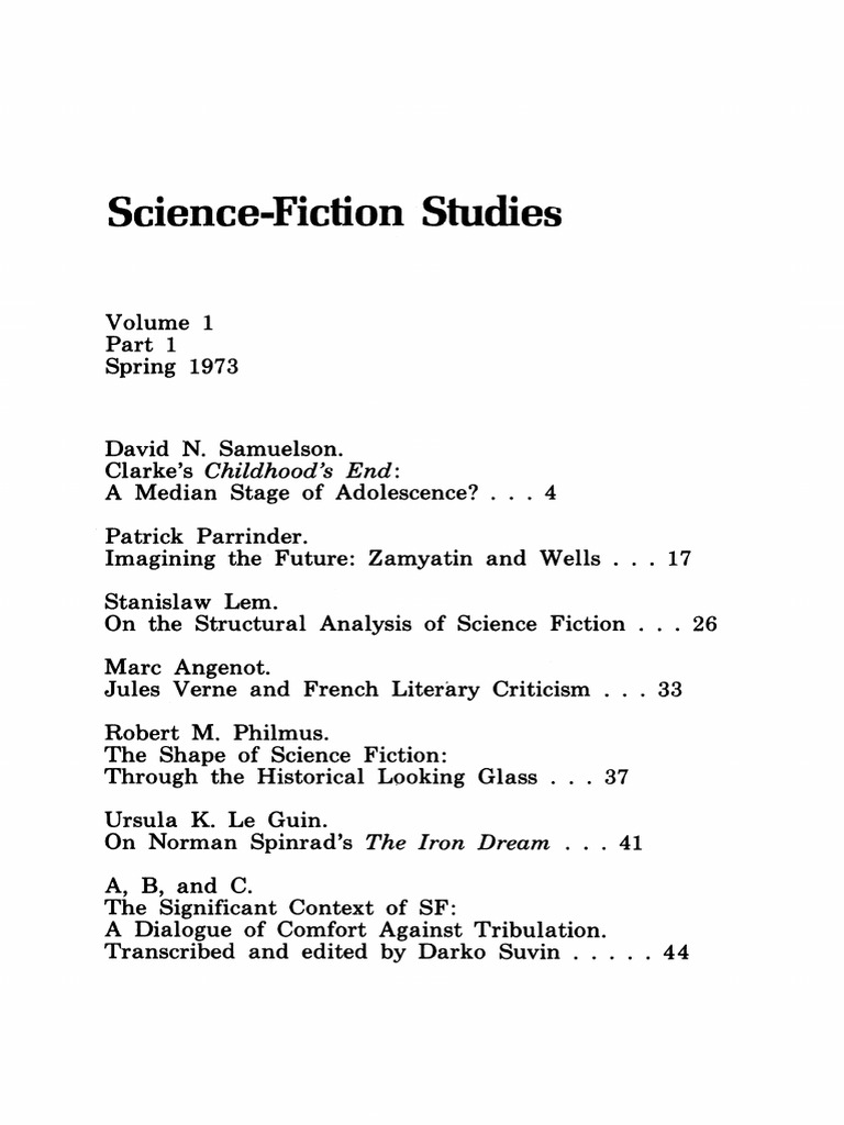 Science Fiction Studies, Vol. 1, No. 1, Spring, 1973 PDF Science