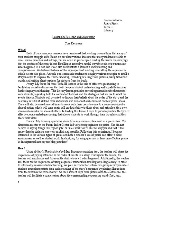 Revised Literacy Lesson For First Grade | PDF | Reading Comprehension ...