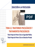 Tema 12. Trastornos Psicológicos y Tratamientos Psicológicos.