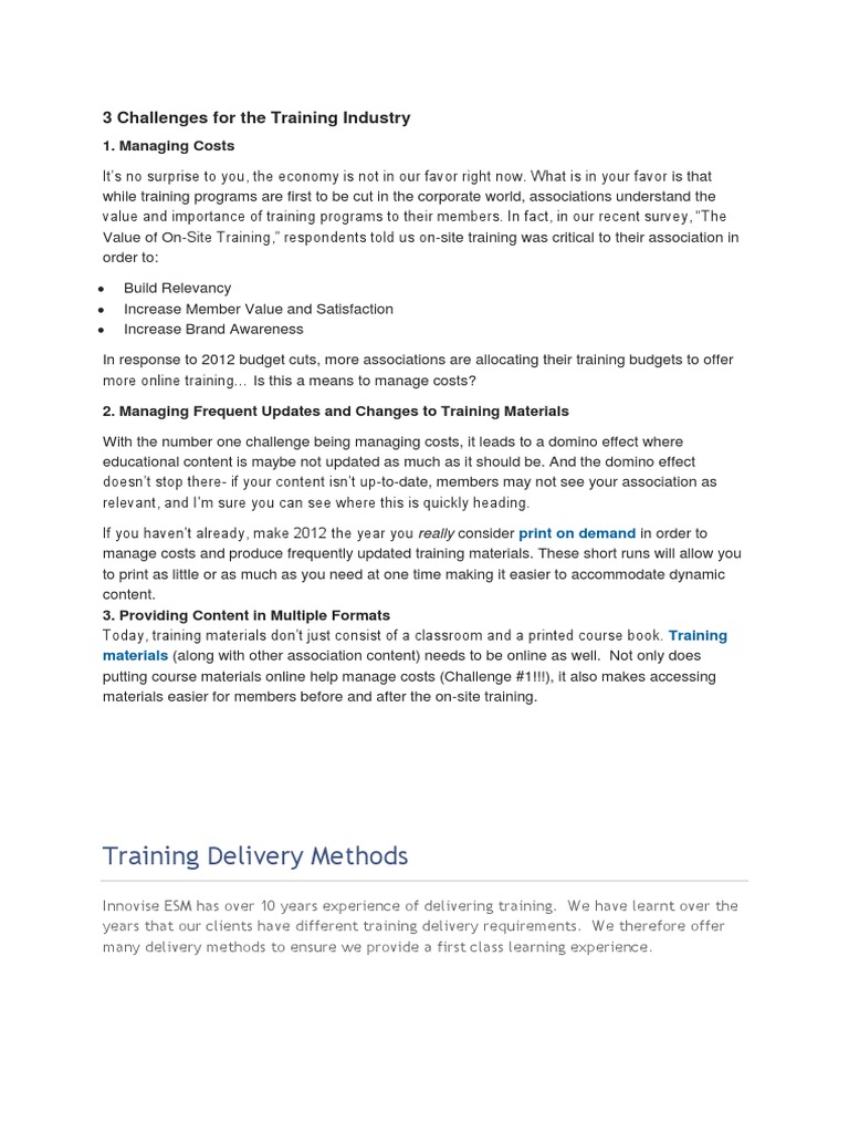 HOW TO DELIVER TRAINING intelligence overview