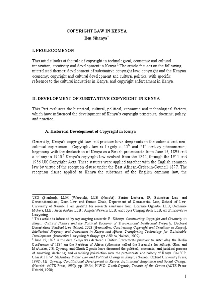 Copyright Law and Development in Kenya | PDF | Copyright Infringement ...