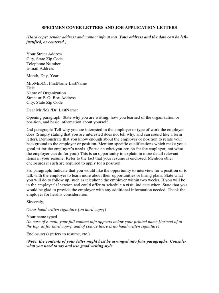 Specimen Cover Letters and Job Application Letters | PDF | Pharmacy ...