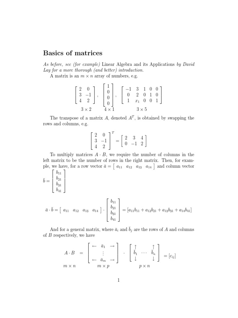 Matrices | PDF | Matrix (Mathematics) | Vector Space