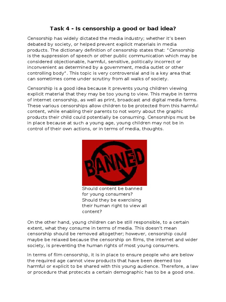 Is Censorship A Good or Bad Idea PDF Censorship Advertising