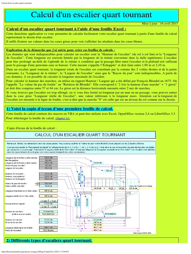 Calcul D Un Escalier Quart Tournant Escaliers Microsoft Excel