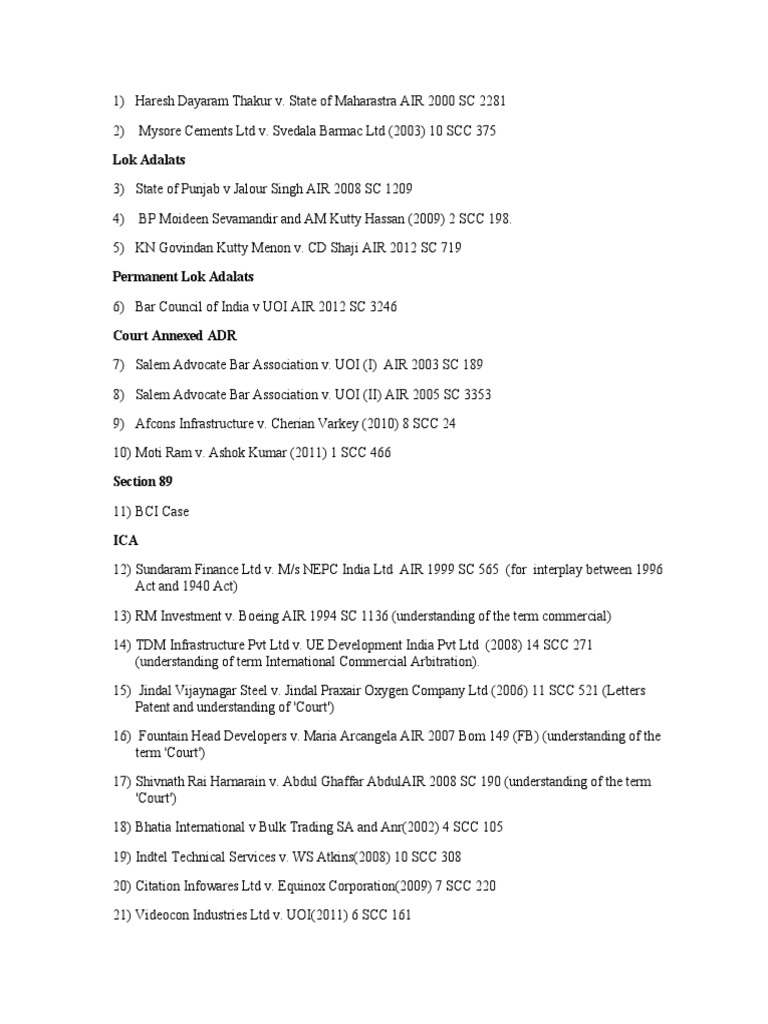 ADR Case List Business Free 30day Trial Scribd