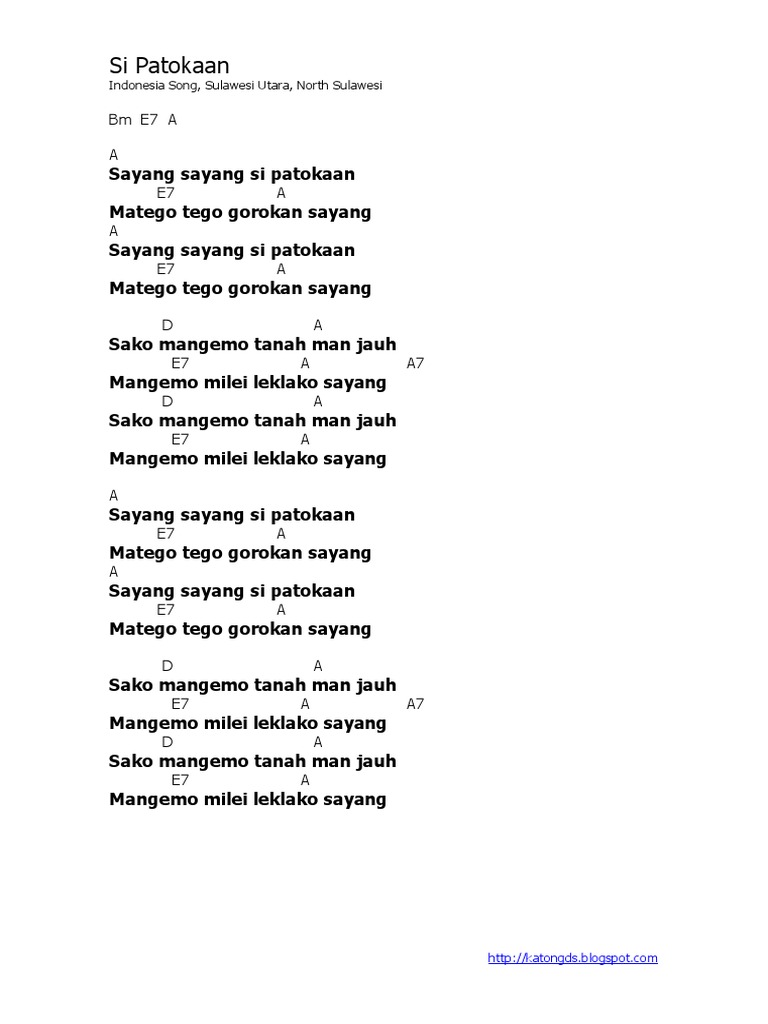 Lyric And Chord Si Patokaan Indonesia Song Pdf