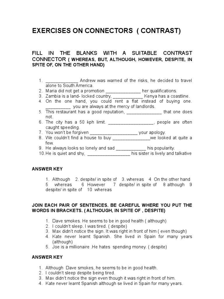  Exercises  on Connectors 
