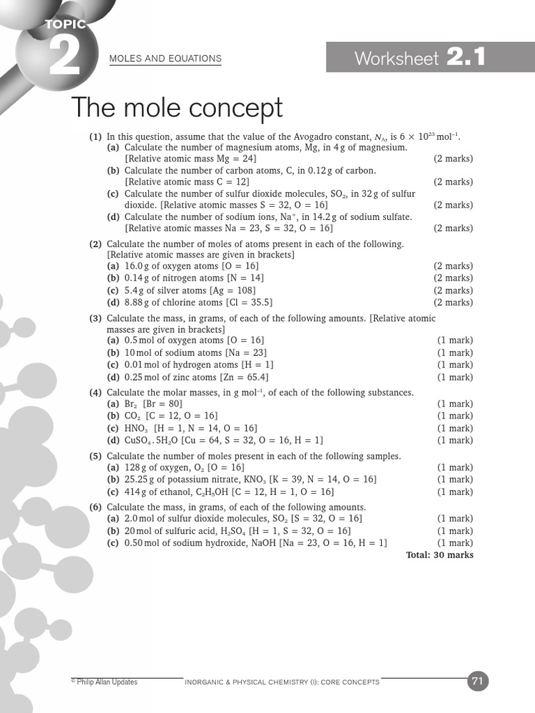 worksheet The Mole Worksheet Answers moles and equations worksheets 2 1 11 ans mole unit sodium carbonate