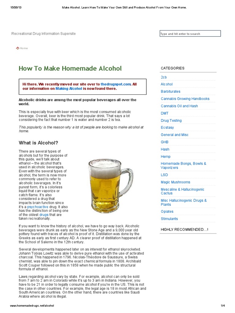 Make Alcohol. Learn How To Make Your Own Still and Produce Alcohol From