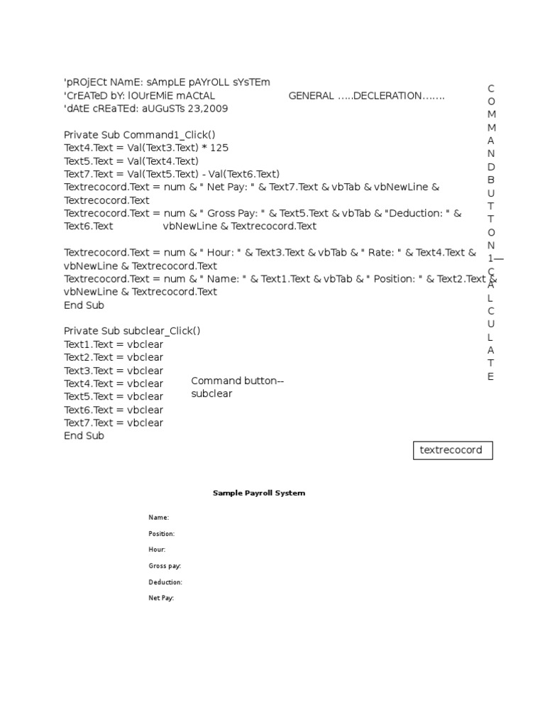 Sample Payroll System Code Example | PDF