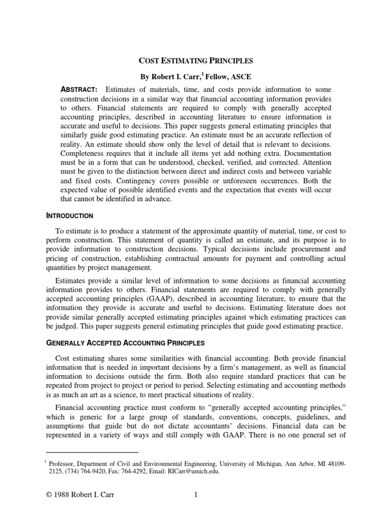 Cost Estimating Principles | PDF | Accounting | Uncertainty