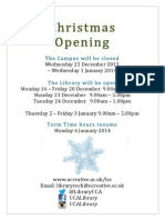UCA Library Christmas Opening Schedule 2013