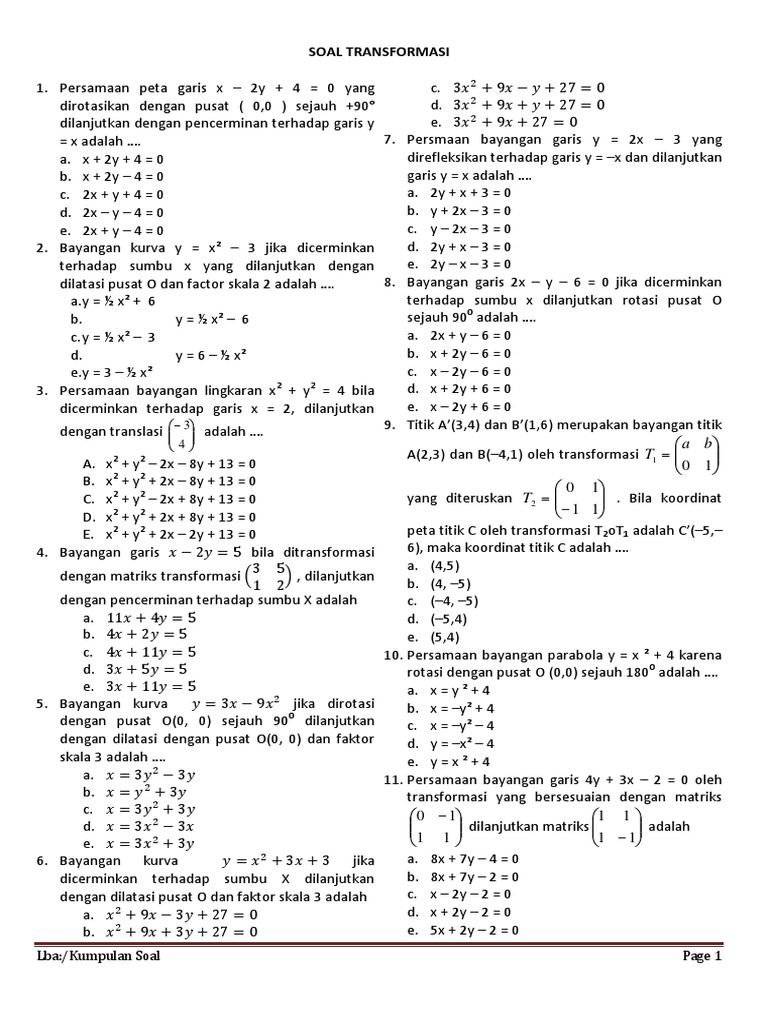 Soal Transformasi