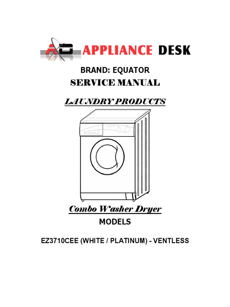 Equator Combination WasherDryer Service Manual 3710 PDF Washing