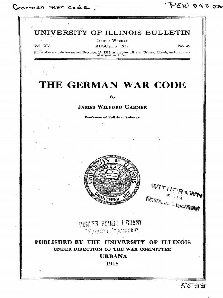 German War Code | PDF | Law Of War | Public International Law