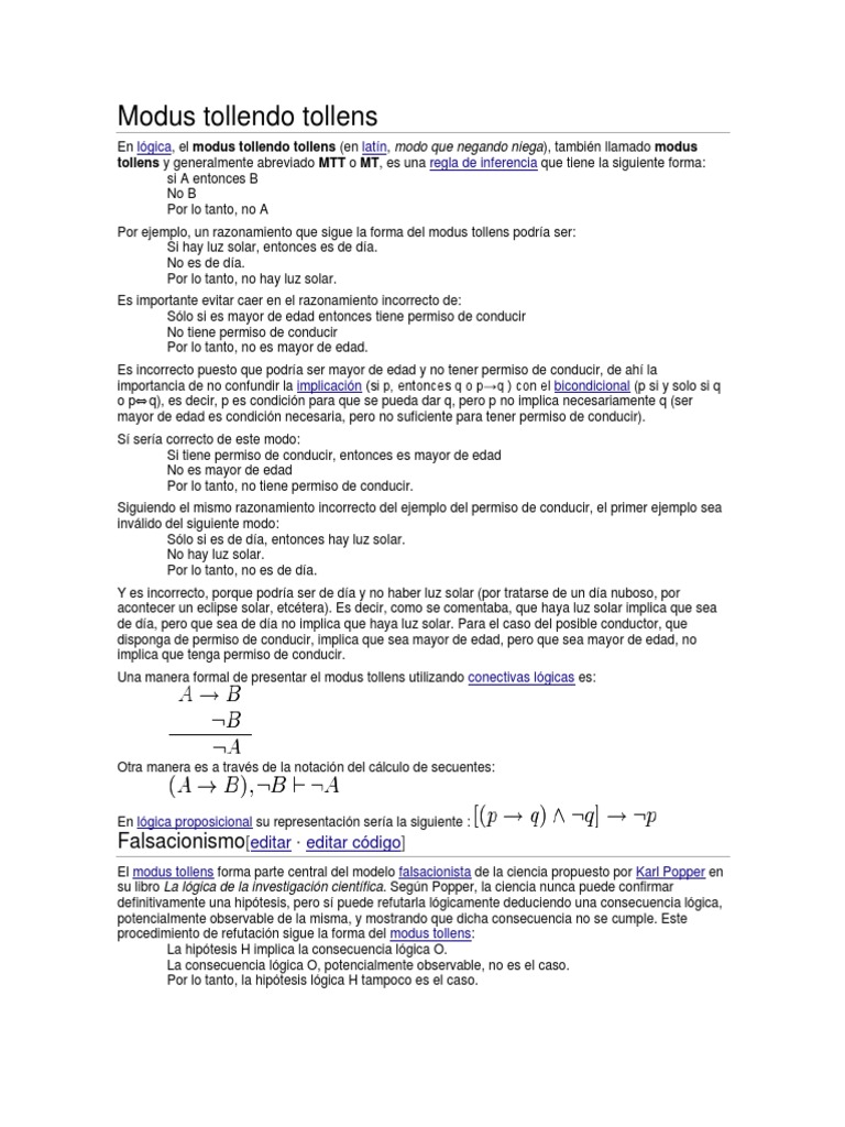 Modus Tollendo Tollens | Interacciones de disciplina académica | Lógica