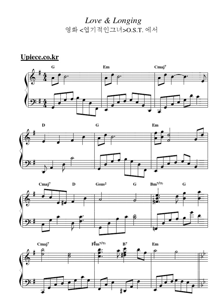 Download Piano Sheet Love And Longing