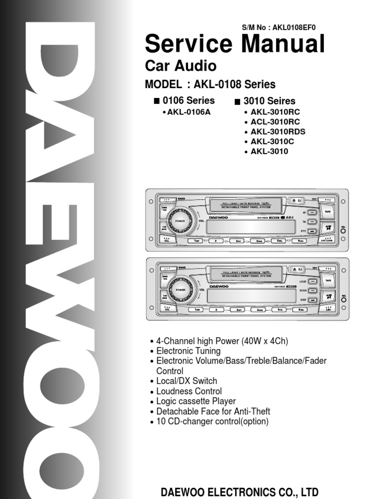 Daewoo Akl0106a Car Audio SERVICE MANUAL