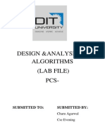 Design &analysis of Algorithms (Lab File) PCS-: Submitted To: Submitted by
