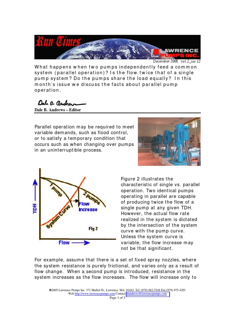 Operating Pumps In Parallel Pdf Flow Measurement Pump