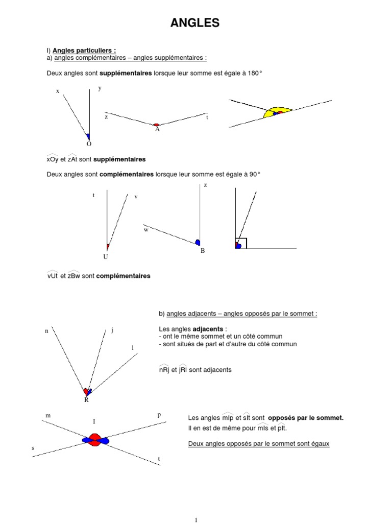 Exercices Corrigés Sur Les Angles 5ème Pdf Angles (5ème) | PDF | Triangle | Formes géométriques