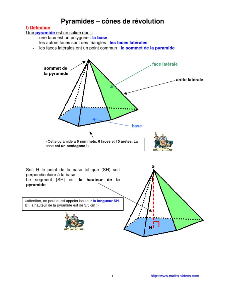 Patron Pyramide à Base Rectangulaire Mathématiques 4ème Pyramides Et Cônes (4ème) | PDF | Zone | Géométrie euclidienne