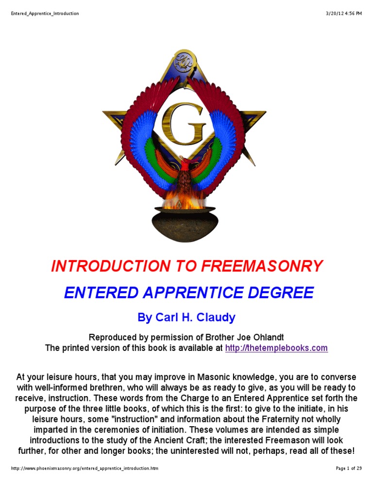 Entered Apprentice Introduction for the young mason Freemasonry