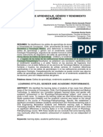 Acevedo, Rocha - 2011 - Estilos de Aprendizaje, Género y Rendimiento Académico - Revista de Estilos de Aprendizaje