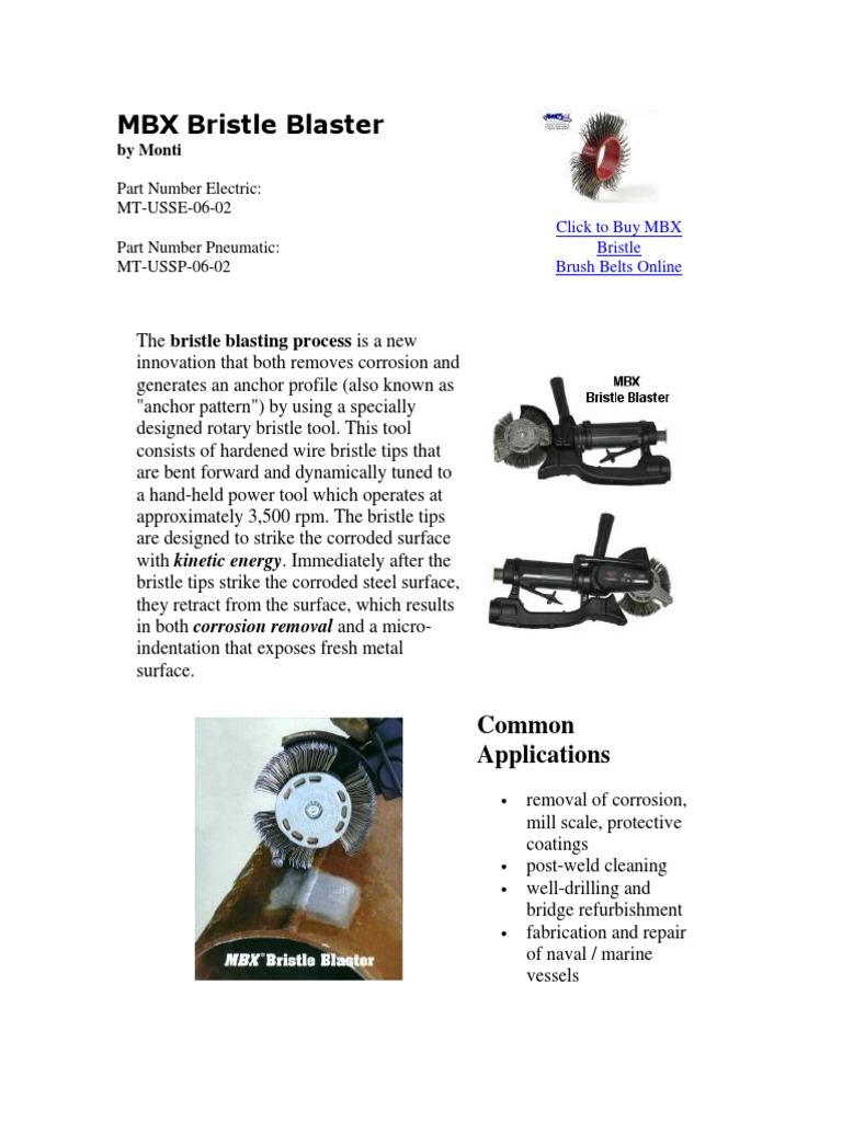 MBX Bristle Blaster Tool Overview | PDF