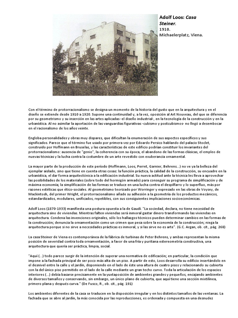 Adolf Loos - Casa Steiner | PDF | Techo | Diseño Adolf Loos - Casa Steiner | PDF | Techo | Diseño