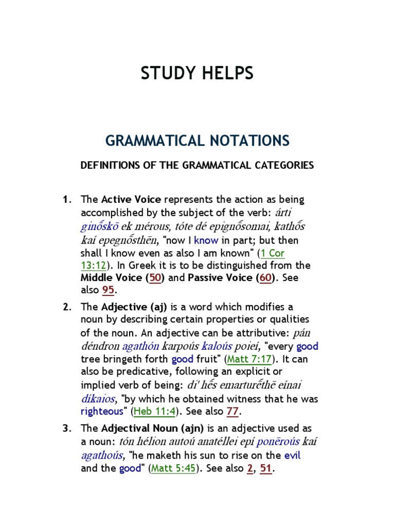 Grammatical Notations - Definition of The Grammatical Categories | PDF ...