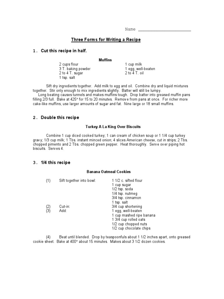 Recipe Scaling: Muffins, Turkey, Cookies | PDF