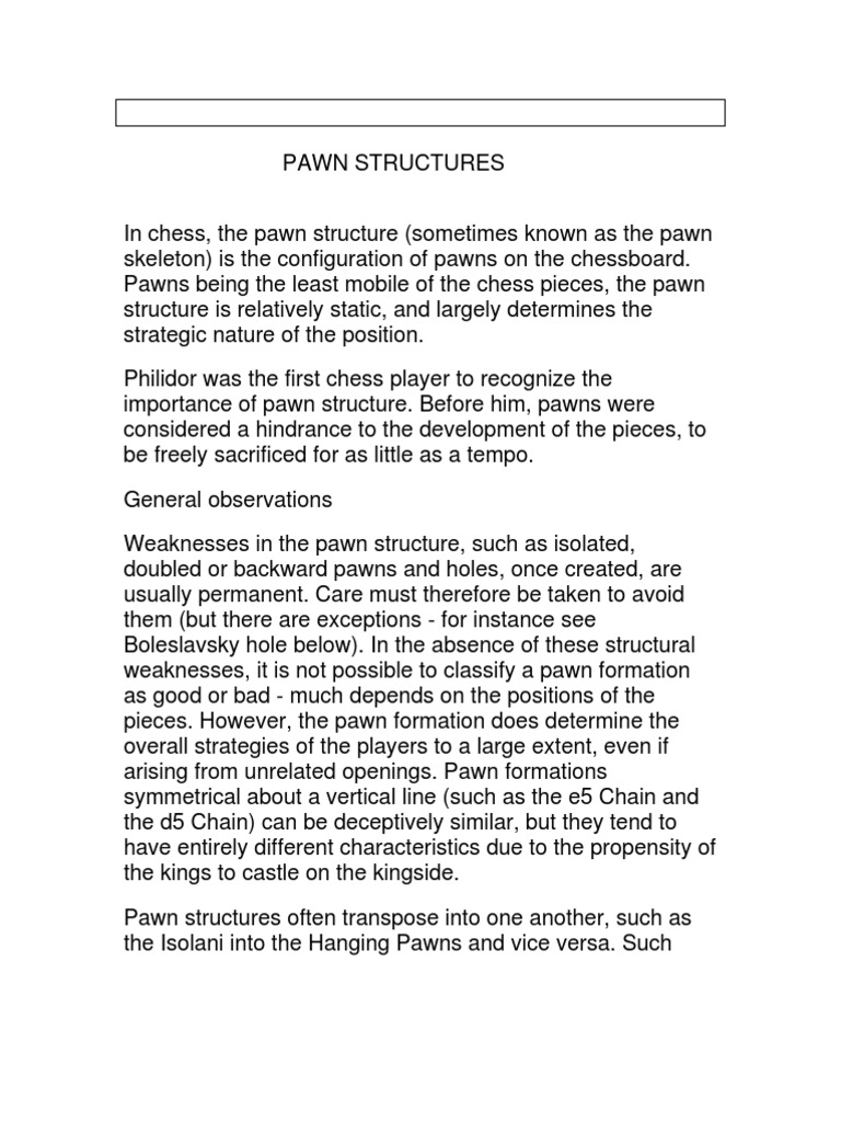 Understanding Chess Pawn Structures | PDF | Chess Openings | Games Of ...