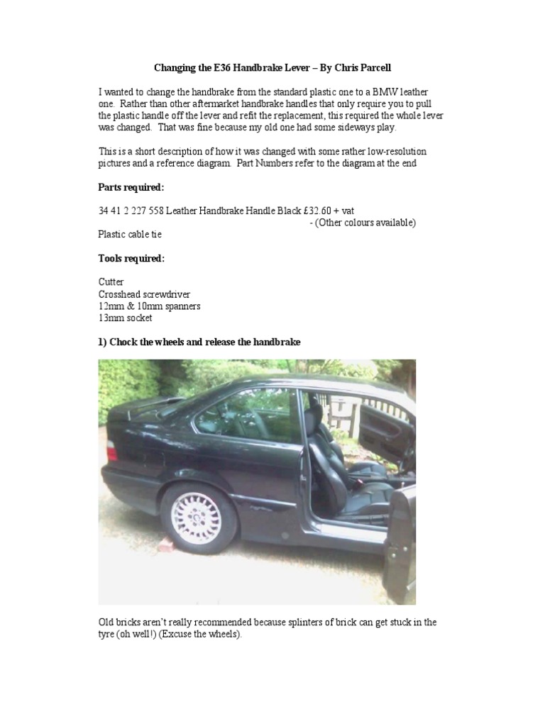 E36 Changing Handbrake Lever PDF Screw Manufactured Goods