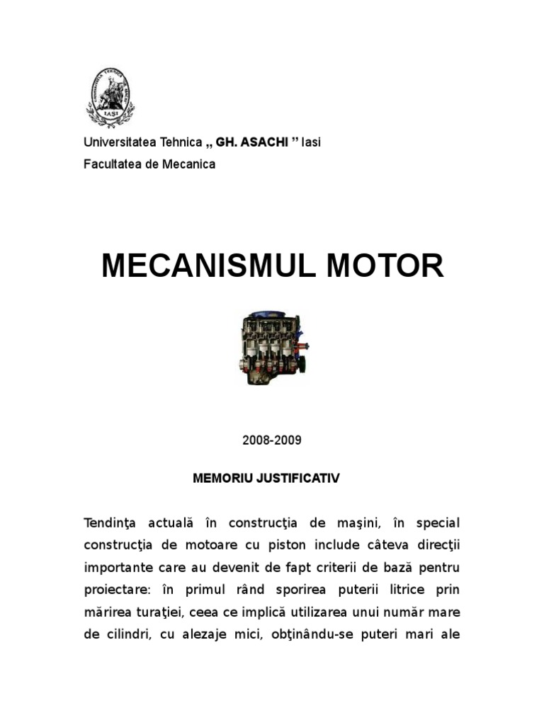 Proiect Mecanismul Motor | PDF
