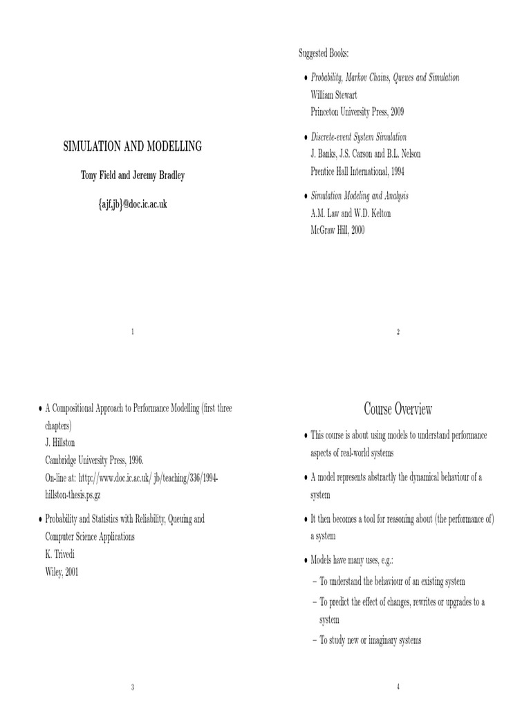 Simulation and Modeling Course Overview | PDF | Markov Chain | Applied ...