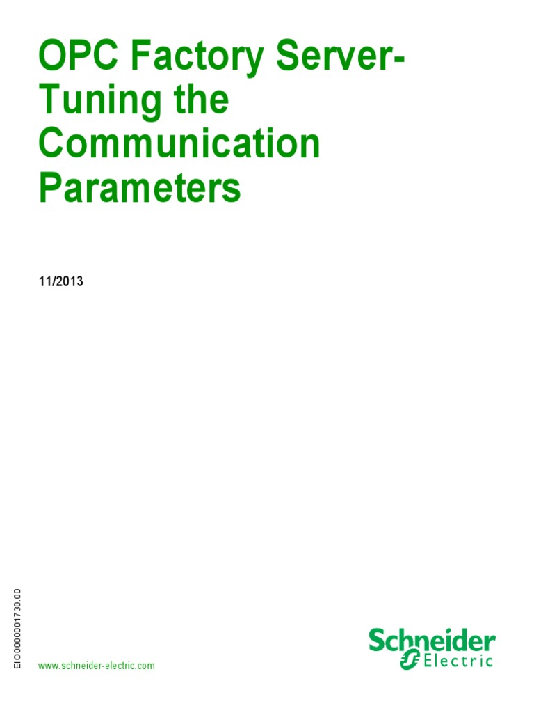 OPC Factory Server - Tuning The Communication Parameters PDF | PDF ...