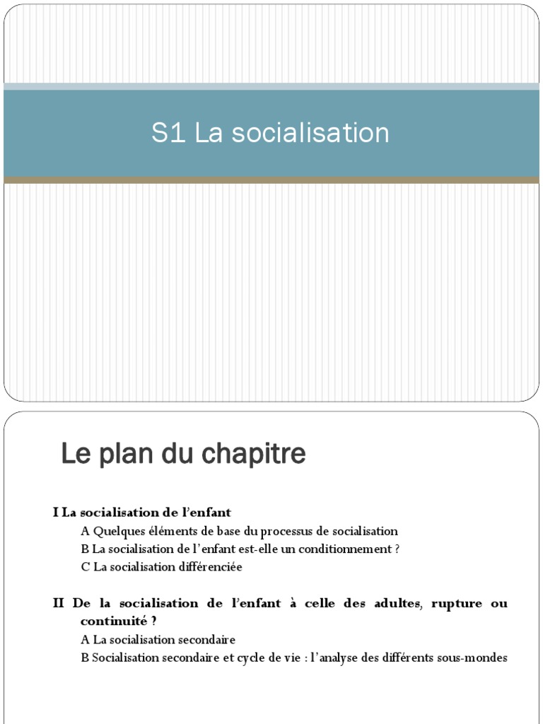 dissertation 1ere es socialisation