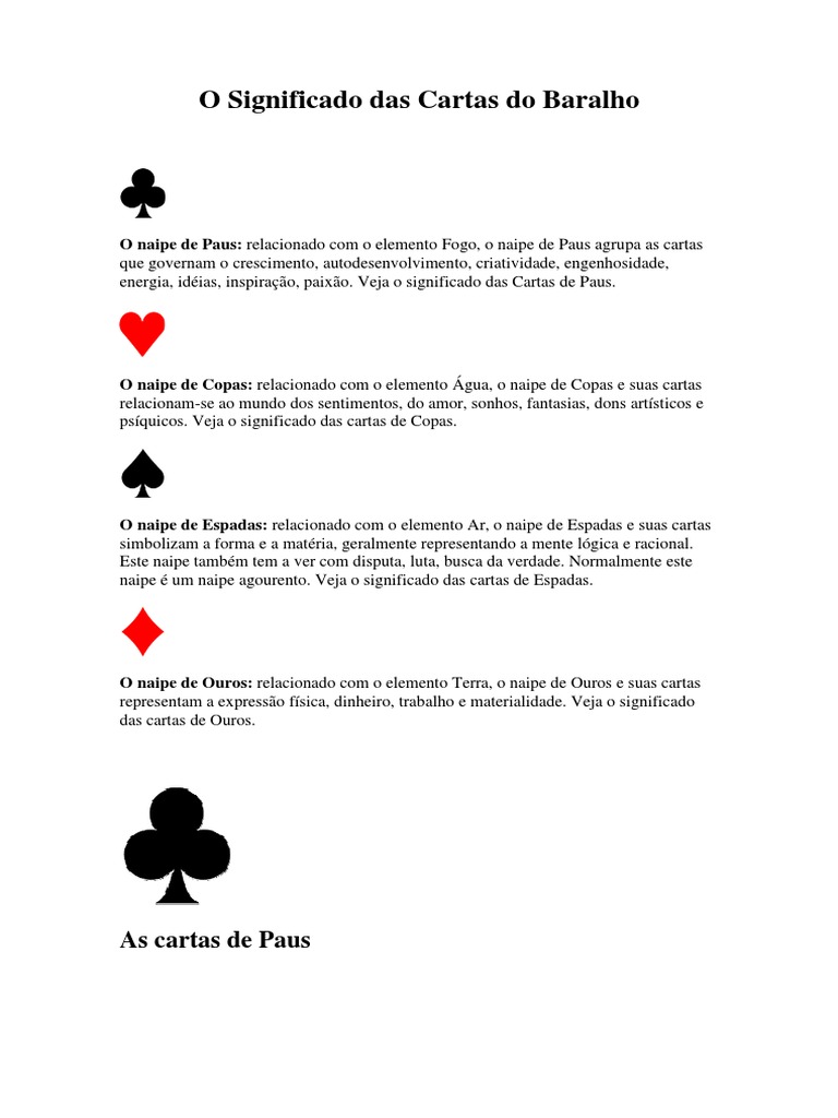 O Significado Das Cartas Do Baralho