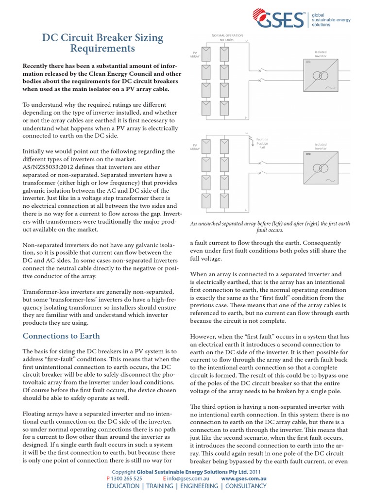 DC Circuit Breaker Sizing Requirements Power Inverter Direct Current