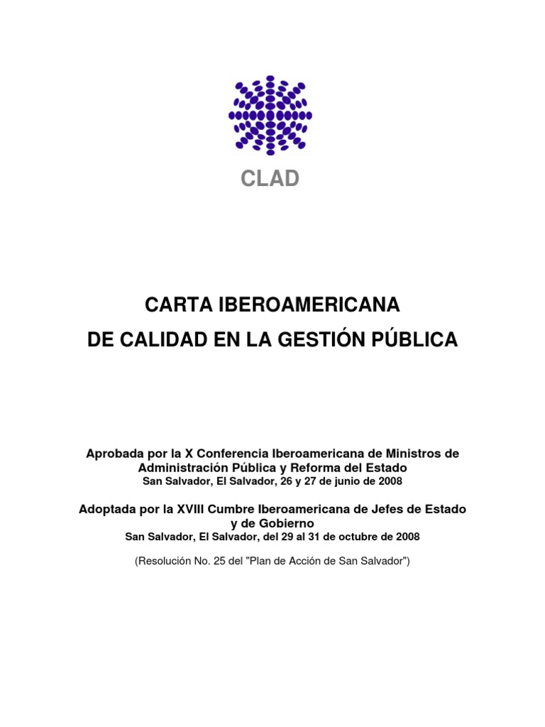 Carta Iberoamericana de Calidad Gestión Pública 