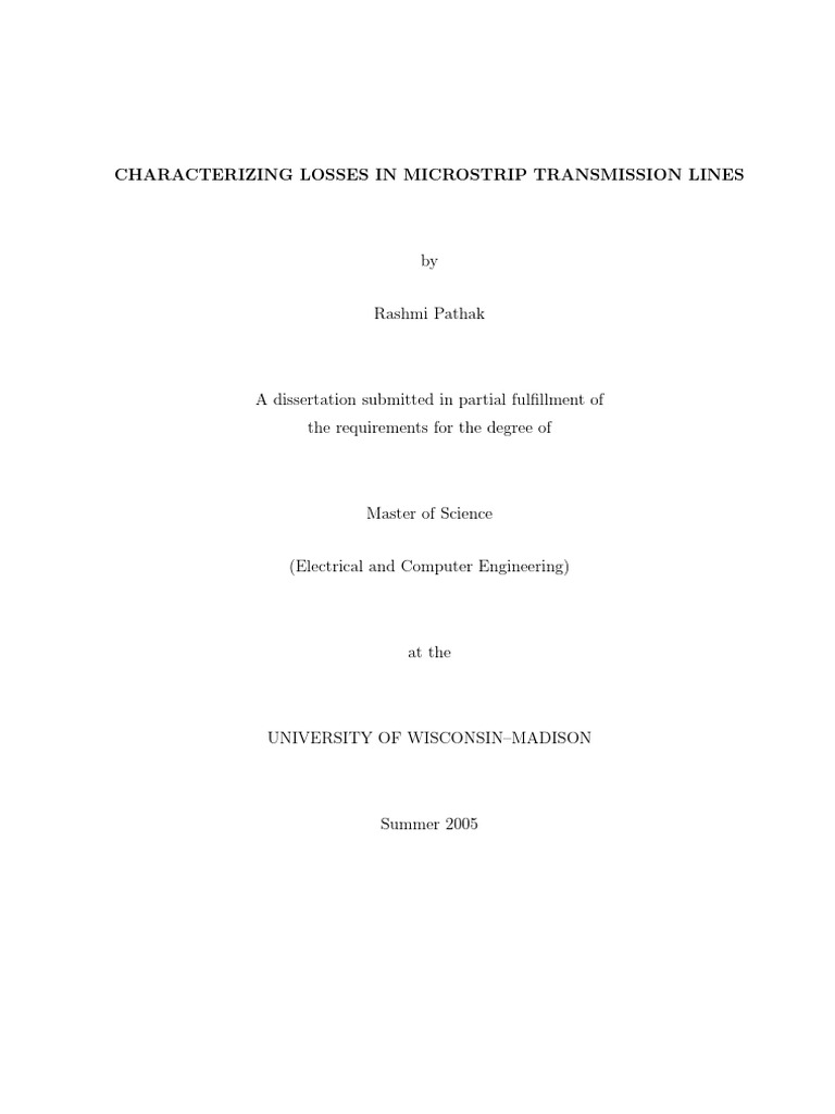 Characterizing Losses in Microstrip Transmission Lines Thesis PDF